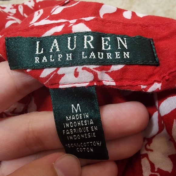 Ralph Lauren 100% cotton blouse, button up in red and white, Hawaiian - Picture 4 of 5